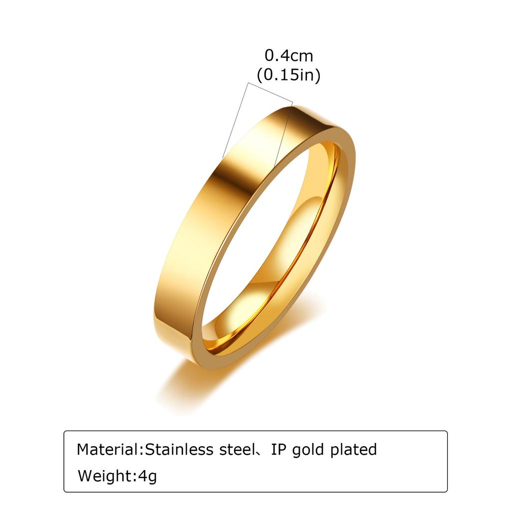 Anello Semplice Placcato Oro 18K Acciaio Inossidabile Liscio Anello di Fidanzamento Matrimonio per Coppia Impermeabile Gioiello per Dita Regalo per Uomini Donne