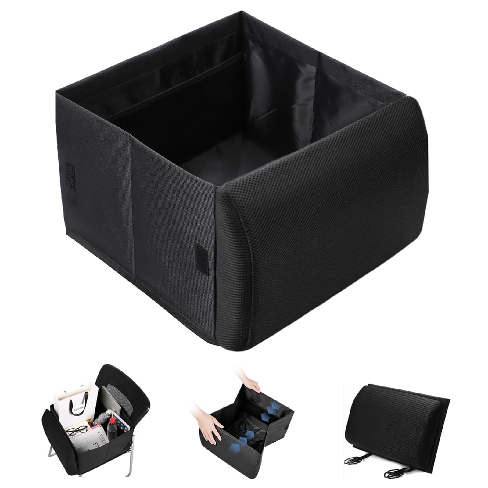 

Gladgogo Car Storage Box Seat Lumbar Large Lumbar Fall Car Camping Pillow Box, 3-Way Cushion, Box, Cushion, Capacity, Foldable, Seat, Support, чёрный