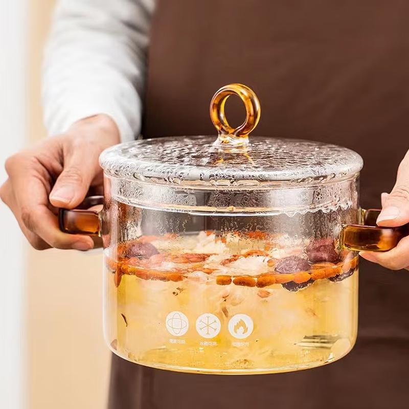 Triceratops High Borosilicate Glass Disinfection Pot with Lid, 1500ml