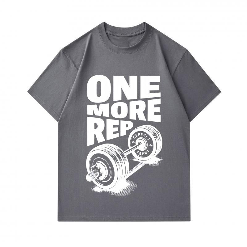Men's 100% Cotton Crew Neck Short Sleeve T-Shirt, One More Rep Dumbbell Print Casual Workout Gym Fitness Tees Breathable Comfortable Athletic Tops for