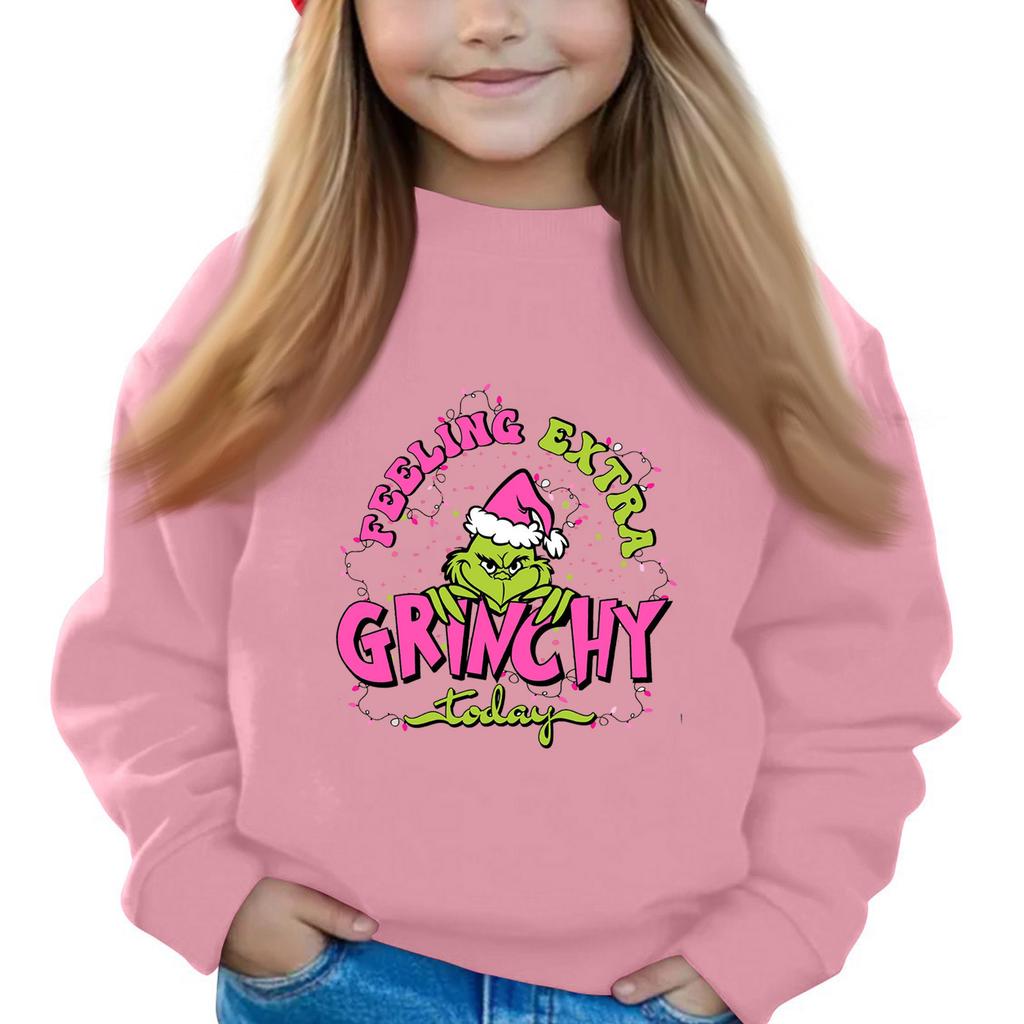 Christmas Day Girls Round Neck Pullovers For Kids Printed Baby Tops