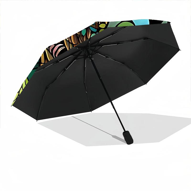 1 Stück Buntglas Eule Faltbarer Regenschirm | Elegantes Design, Modisches Accessoire, Langlebige Konstruktion, Stabile Speichen yy251107051