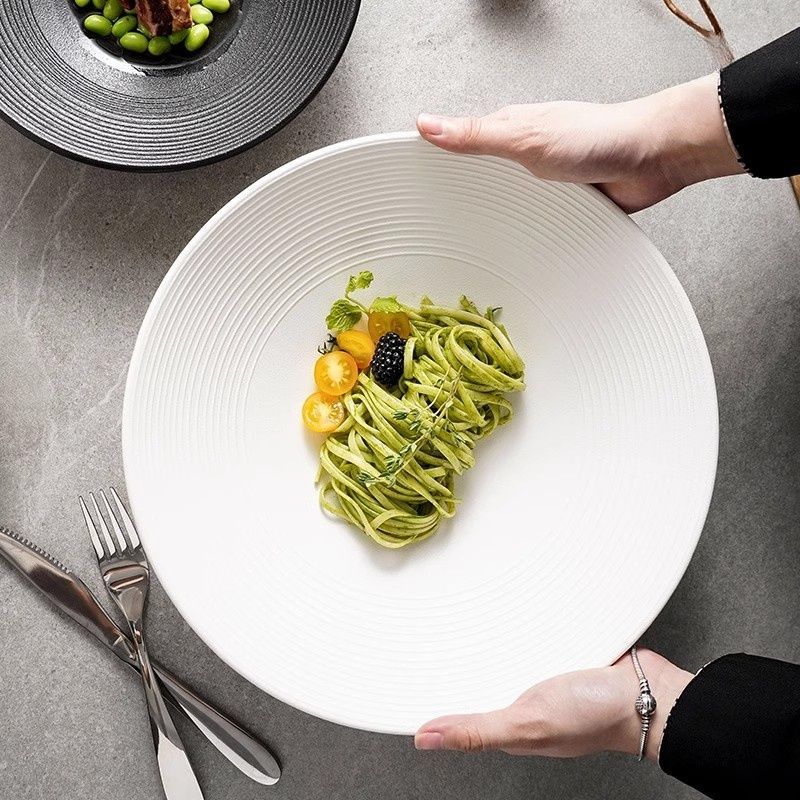 Japanese style bamboo hat noodle bowl salad household deep plate ceramic high-temperature underglaze color high-end tableware