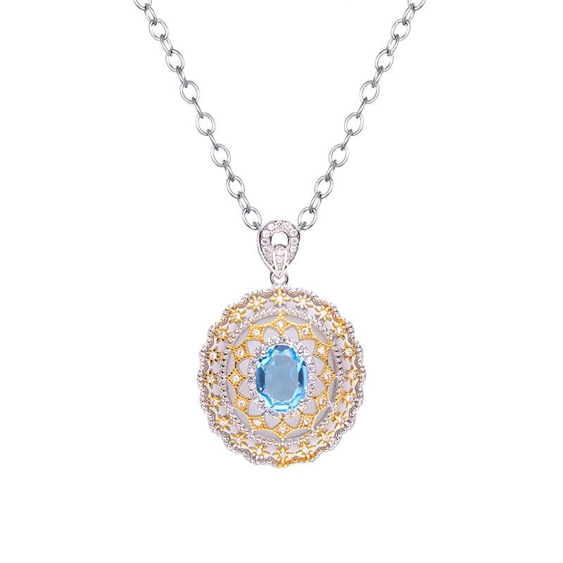 

Italian Craft Natural Topaz Hollow Necklace Women S Design Sense Niche Light Luxury Pendant S925 Sterling Silver Inlay