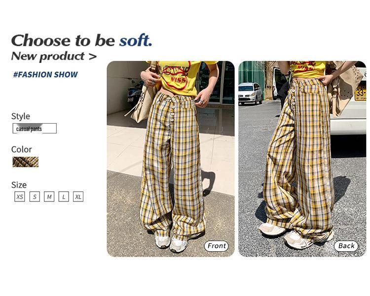 Damen Plaid Hose mit hohem Bund und weitem Bein - Frühjahrskollektion 2026