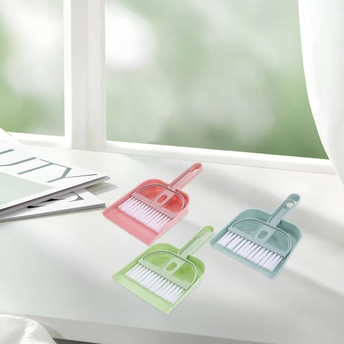 Cabilock 3-delt Mini Kost og Støvbrettsett med Børste for Bord, Kompakt Støvbrett og Børste for Rengjøring av Bord, Biler, Skrivebord, Tastaturer, Benkeplater, an