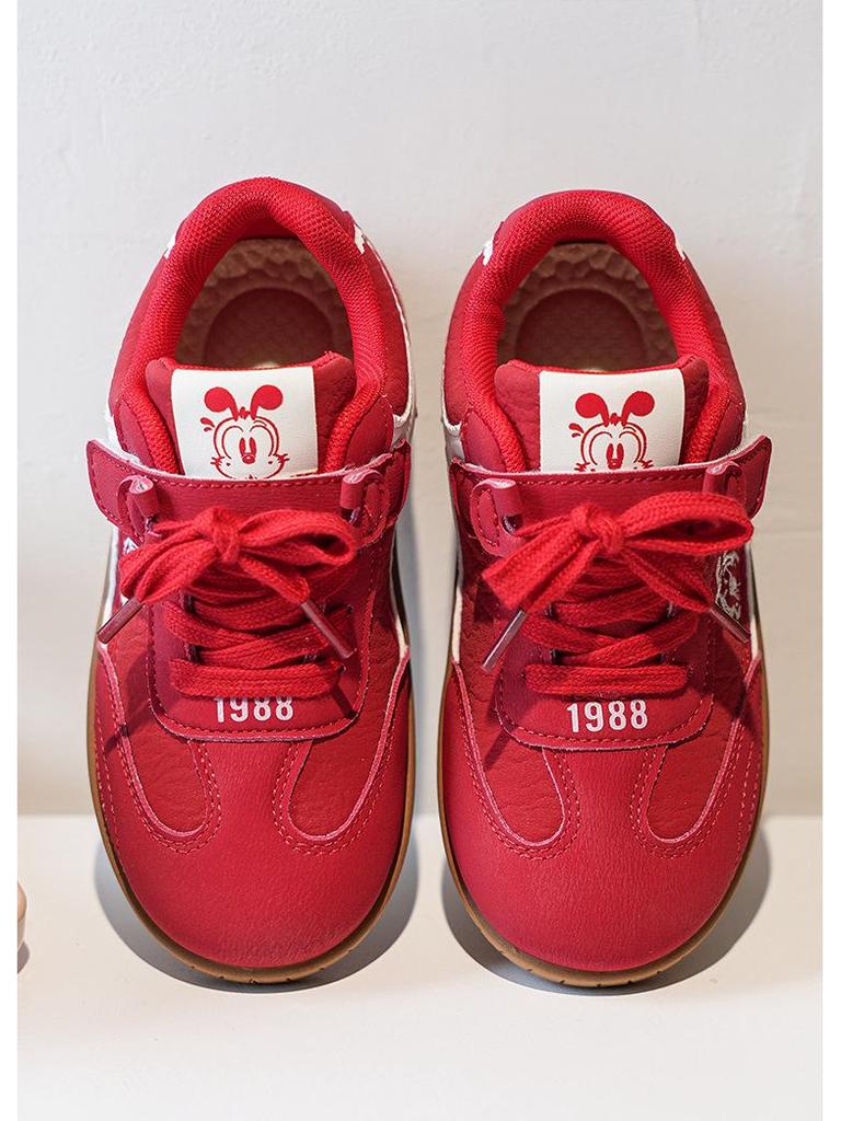 Bobdog Girls' Retro Waterproof Leather Low-Top Shoes - Spring & Autumn Collection