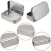 10Pc Silvery Metal Box Rectangular Multifunctional Storage Box Portable Cosmetic Organizer Candy Jewelry Pill Cases Mini Tin Box