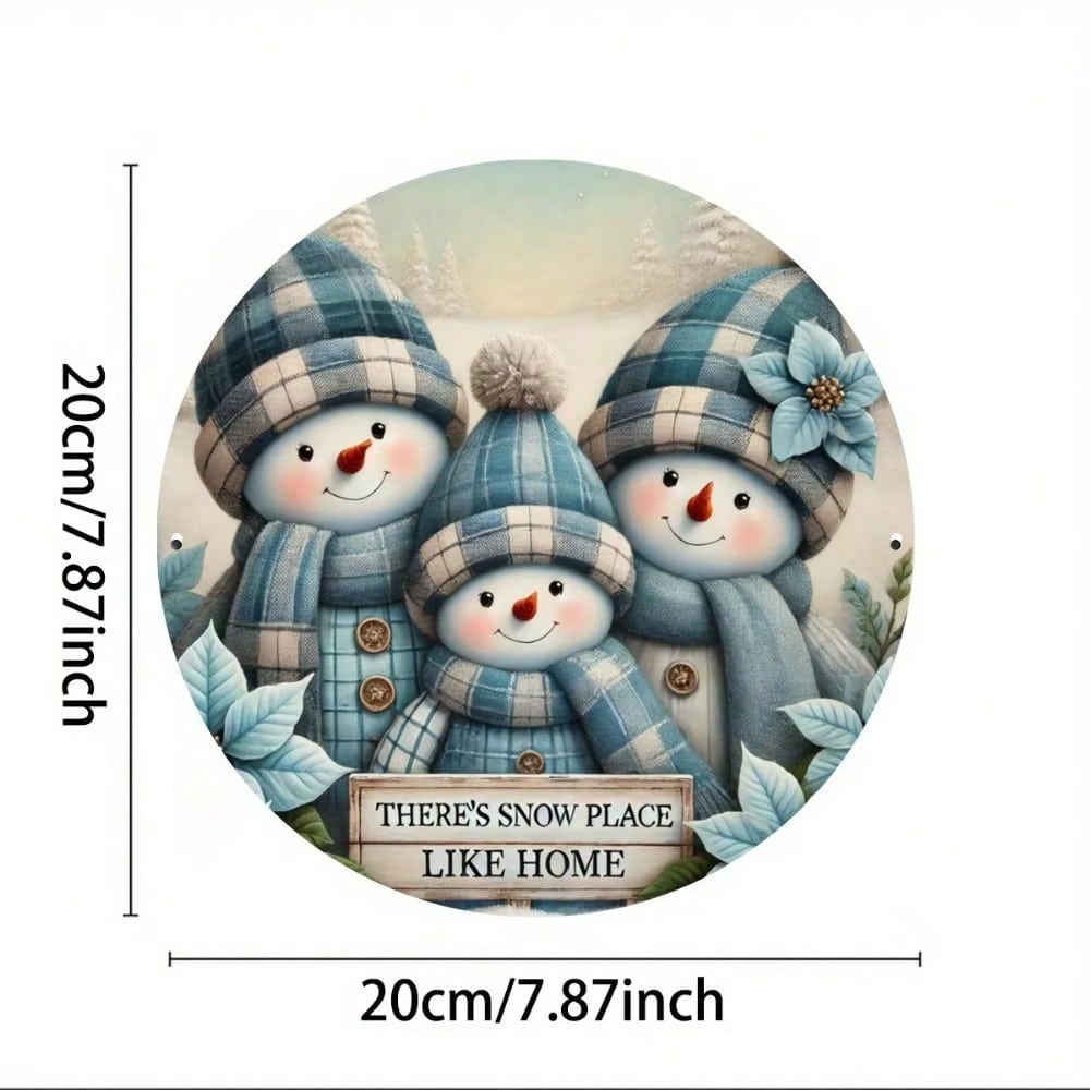Vintage Snowman Round Metal Sign Wall Art for Home Decor Gift TYA14019-20X20CM