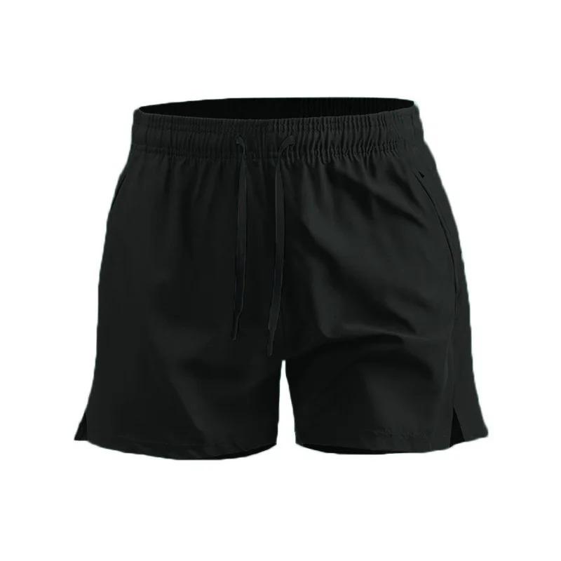 

Мужские быстросохнущие летние шорты ледяной шелк шорты для бега спортивные штаны баскетбольные штаны повседневные однотонные шорты на резинке M чёрный