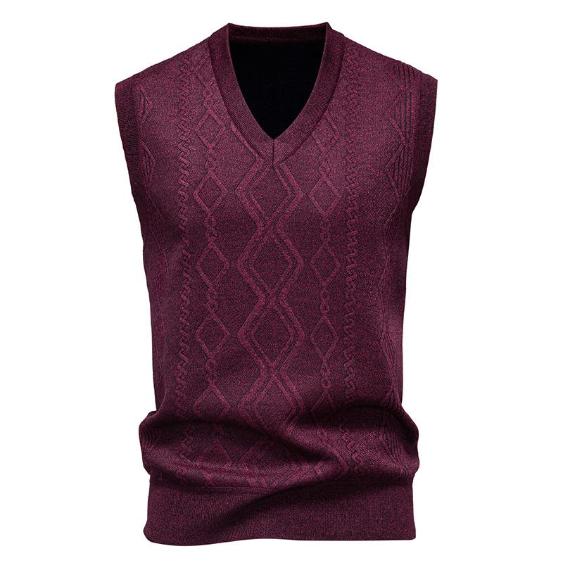 Herbst- und Winter Herren Ärmelloser V-Ausschnitt Pullover Strickweste Herren Innen Slim-Fit Strickweste