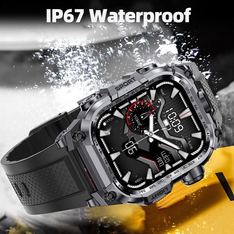 Nuovo Multifunzionale Schermo Grande Quadrato Smartwatch da Esterno Torcia Monitoraggio della Salute Bracciale Sportivo da Uomo