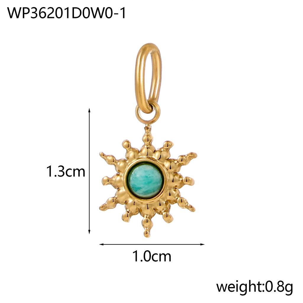 CARLIDANA Ins Style French Vintage Gold Color Sun Charms With Natural Stone Star Shine Stainless Steel DIY Fashion Jewelry