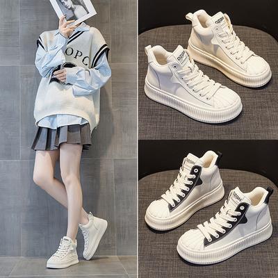 Shell Head High-top Shoes 2025 Autumn and Winter New Leather Casual Little White Shoes Popular Sports Korean Version Tide Martin Boots Women