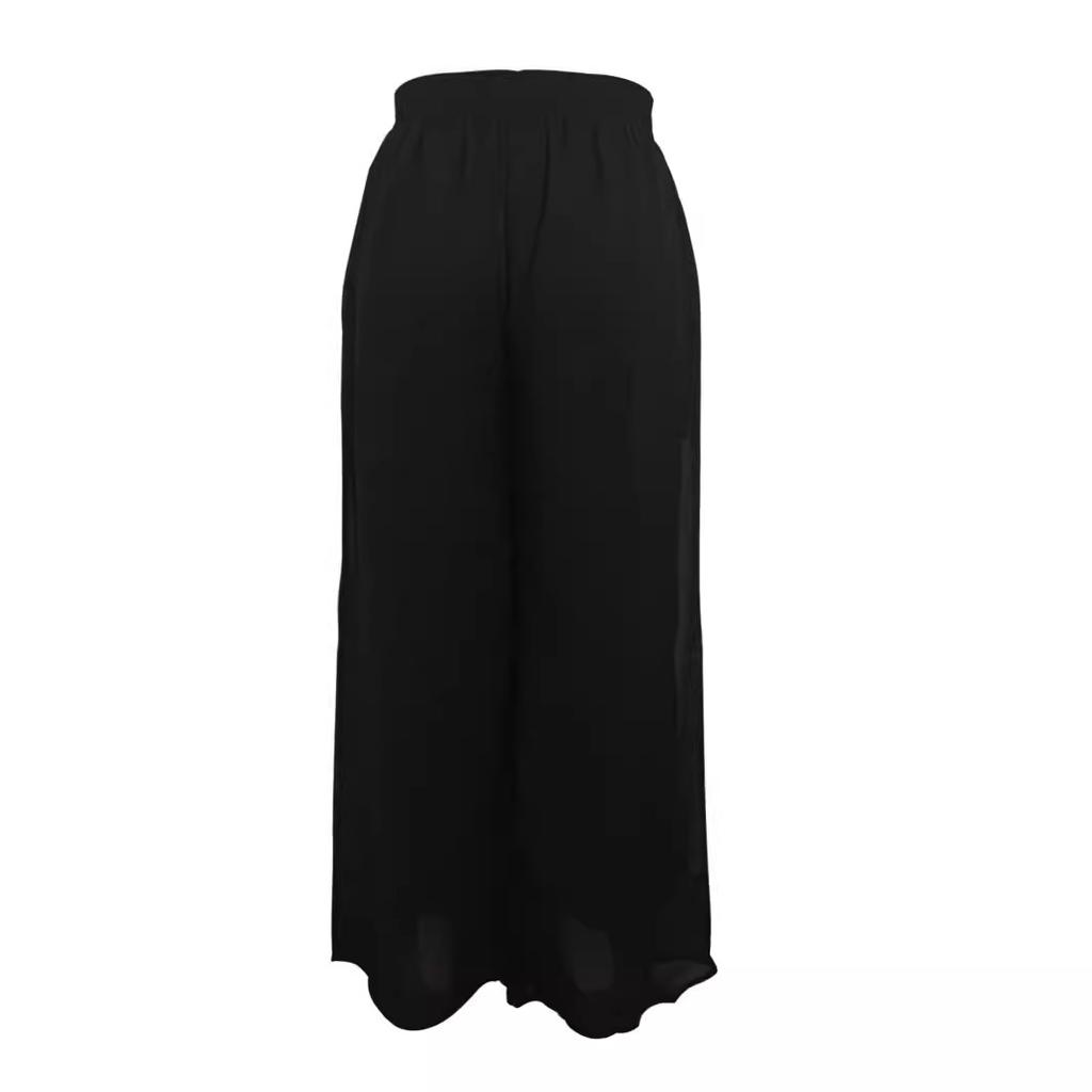 Neue Damen Chiffon Weite Hosen, Lockerer Schnitt Elastische Taille Lässige Hosen für Frühling Sommer Mode