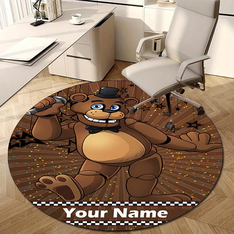 Personalized F-Freddy bear Round Chair Office Rug - Perfect for Mat, Office Chair & More - Ideal Gift for Birthdays and Holidays