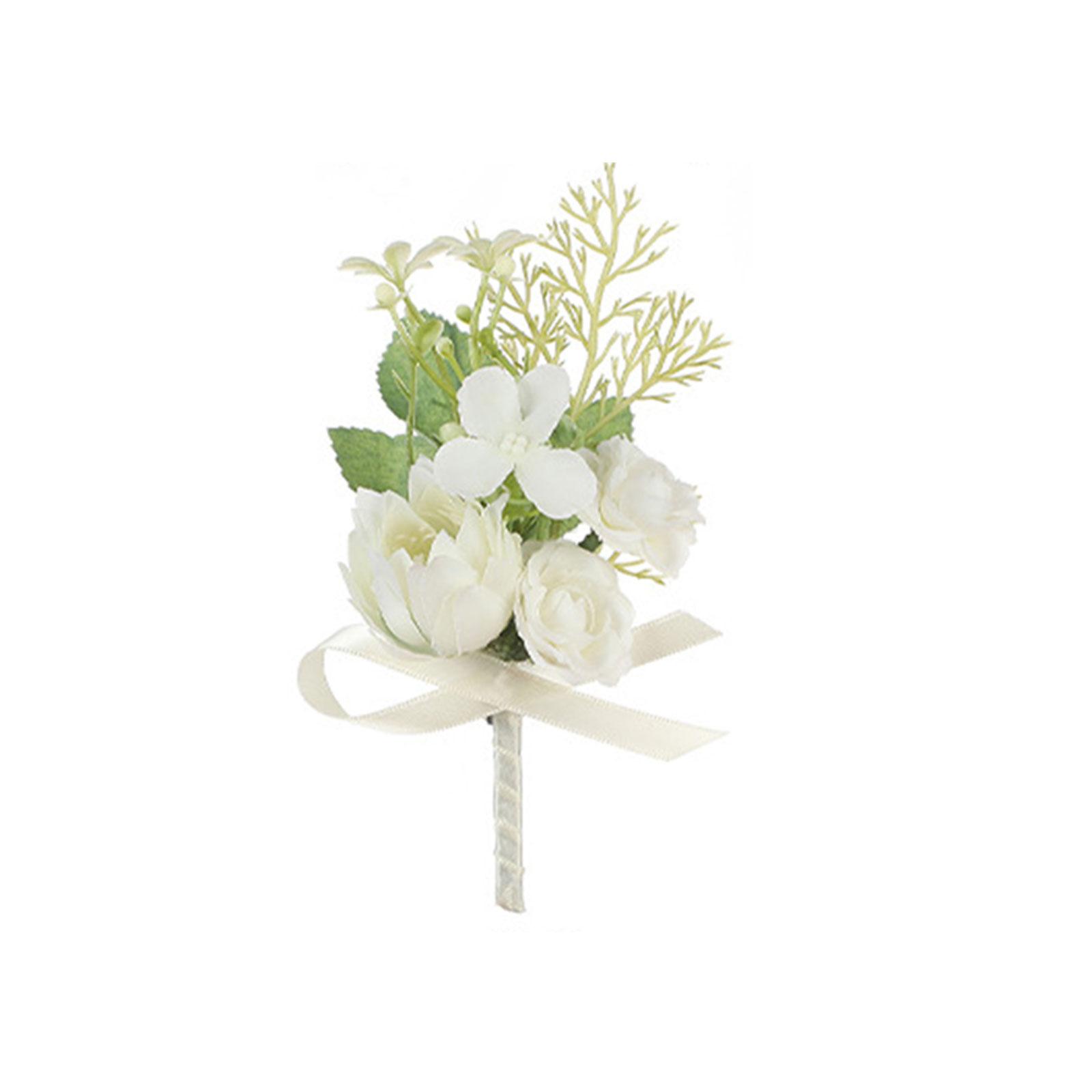 Шелковая бутоньерка Петлица Искусственные цветы Булавки Корсаж на запястье для подружки невесты Классическая свадебная бутоньерка для торжеств B