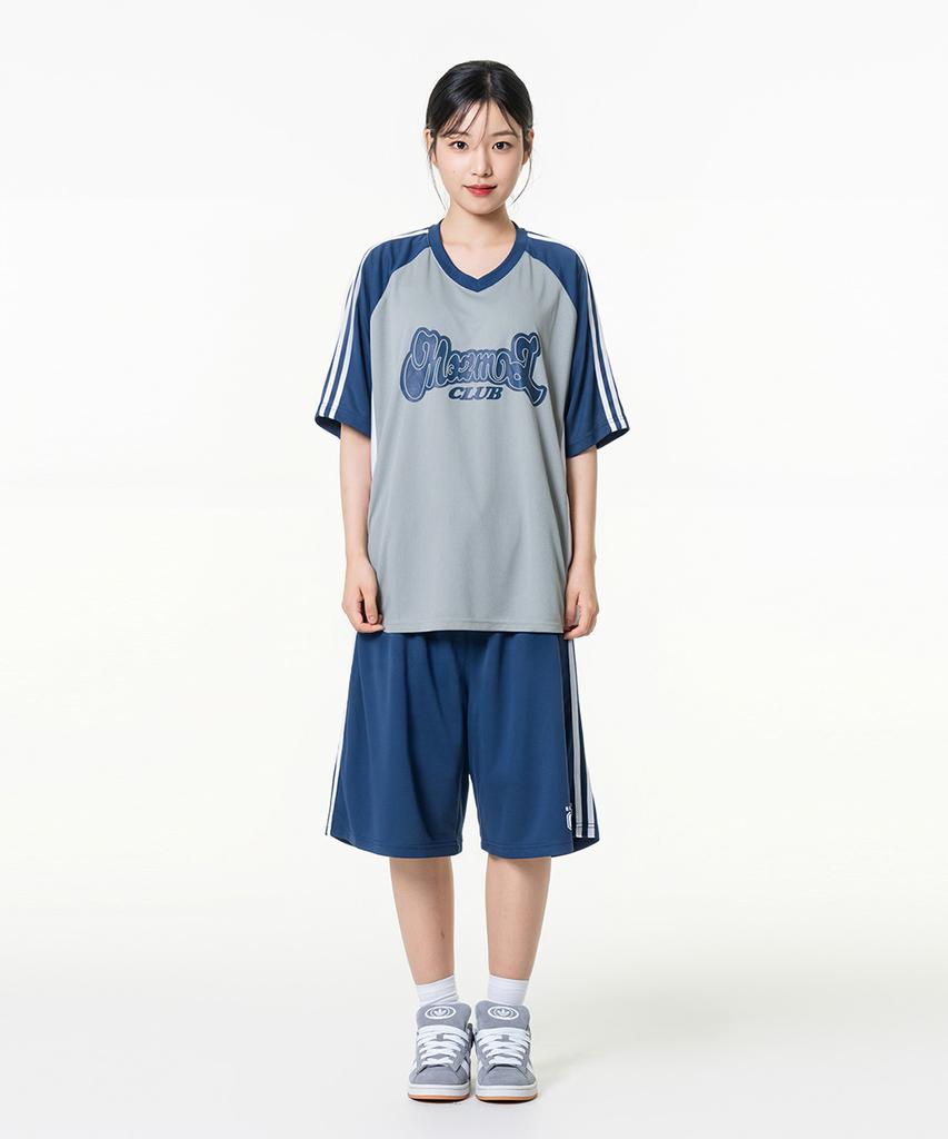 MOZMOZ Sporty Air Mesh Jersey Track Shorts Navy