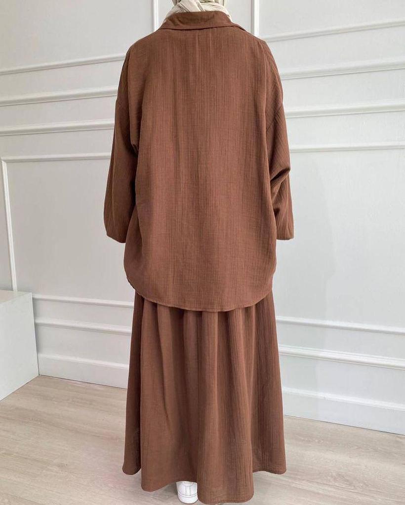 2024 Spring Fashion: Women's Half-Length Skirt Suit with Loose Long-Sleeve Shirt