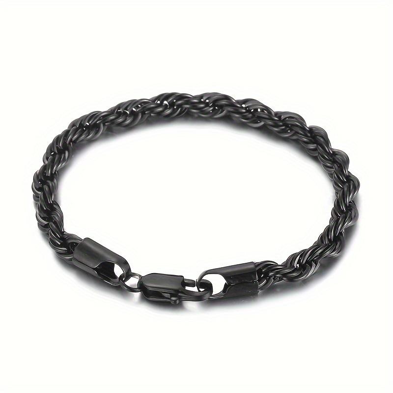 European American Foreign Trade Titanium Steel Jewelry Fashion Simple Men's Fried Dough Twists Chain 5mm Twist Rope Bracelet Wholesale