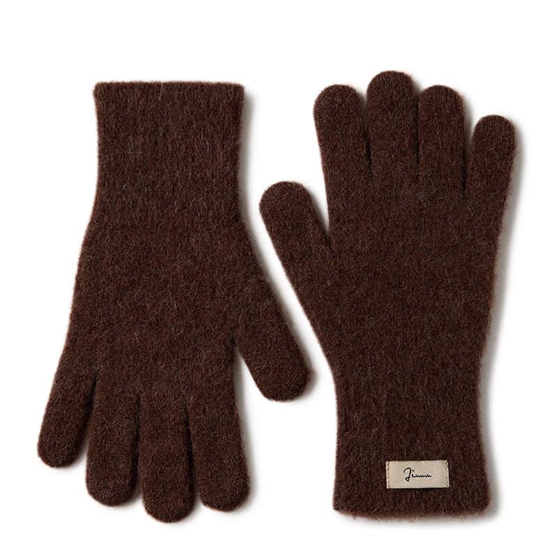 JIUMU Women's Winter Alpaca Wool Blend Knitted Gloves