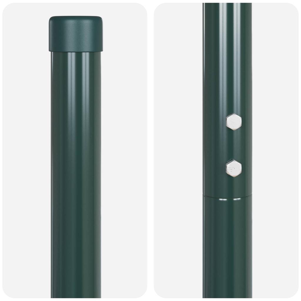 Fence Post Set 2 Pcs Green Powder Coated Steel