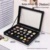 Commemorative Medal Storage Box with Brooch Lid, Ribbon, Display Stand, and Dustproof Felt