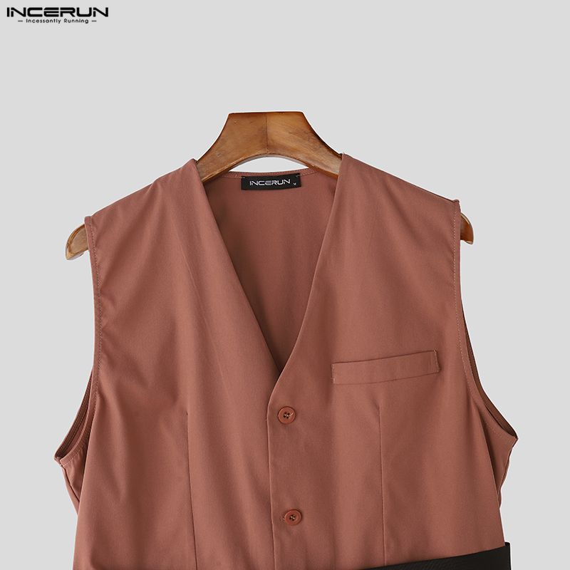 INCERUN Men Sleeveless Buttons Irregular Tops and Long Loose Pants Outfits Sets