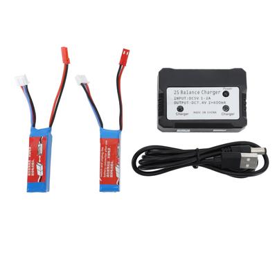 7,4V 400mAh RC Lipo-Akku mit 2S Balanceladegerät für WLtoys 128 RC-Auto K989K989284161 20C
