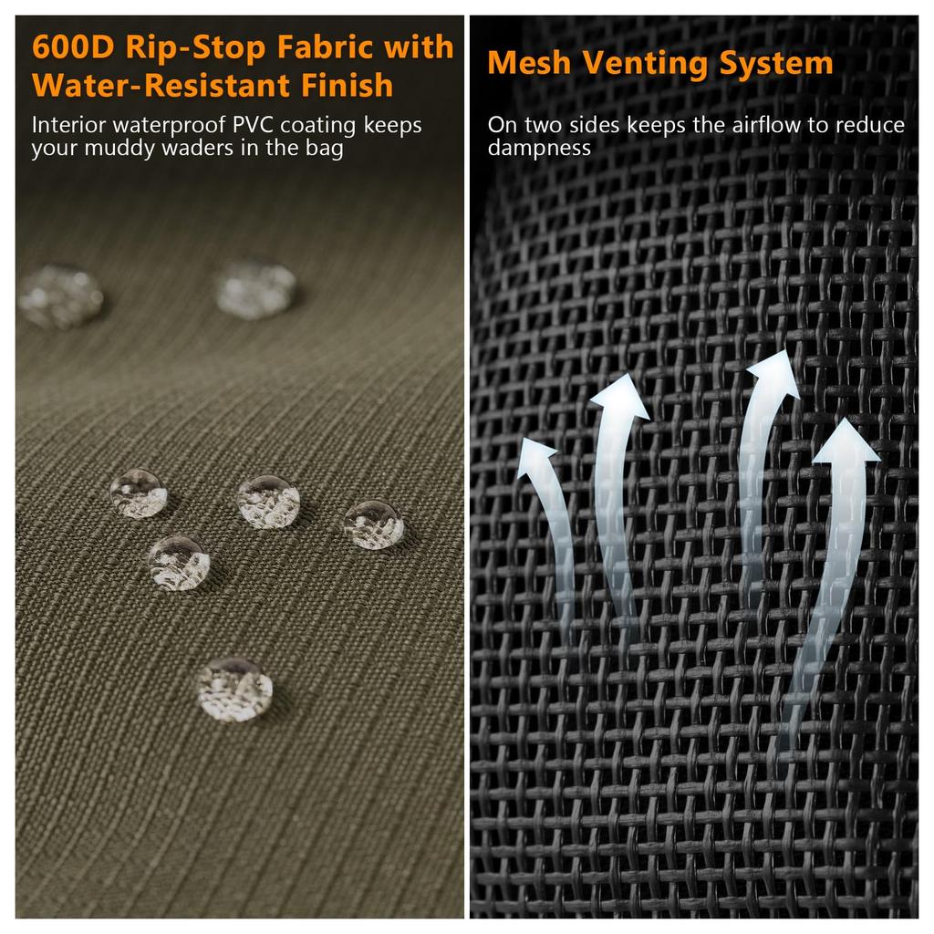 Bassdash FP08 Foldable Wader Bag with Shoulder Mesh Boot 48L Perfect for Fishing and Travel Strap, Storage, Waterproof, Capacity,