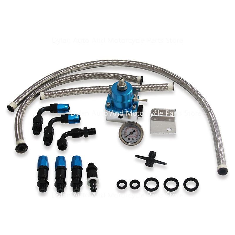 Adjustable Fuel Pressure Regulator FPR Kit Gas / Oil 0-100psi Gauge 6AN AN6 Line
