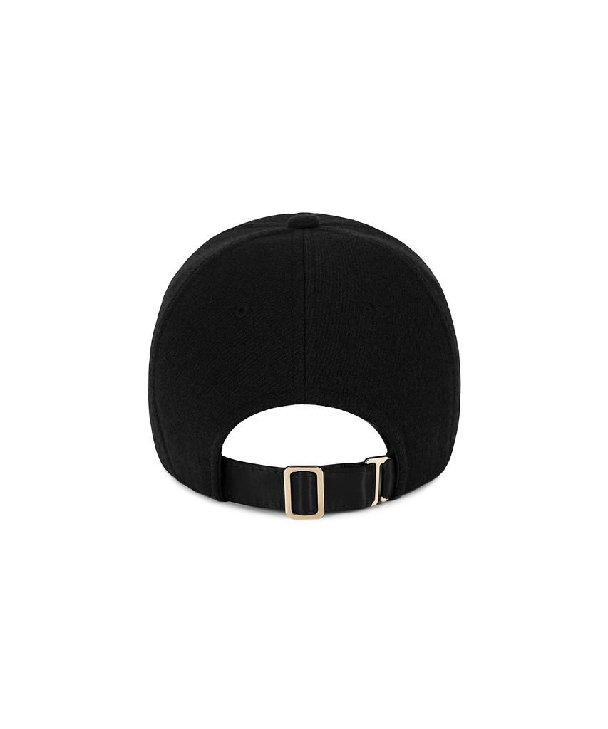 Bajal Va Curved Studded Link Wool Ball Cap Black