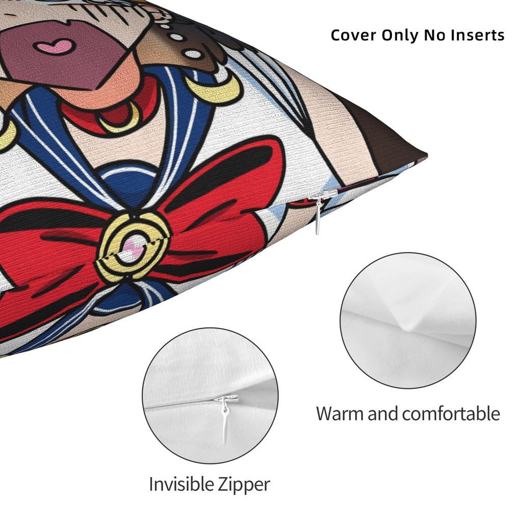 Sailor Moon Kawaii Meme Pillow Case Soft Pillow Cover Vintage Pillowcases For Sofa Home Decoration