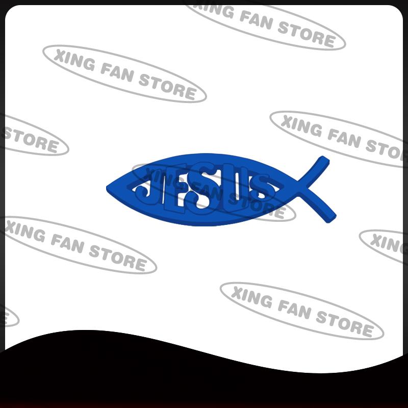 Auto Styling Jesus Fish Symbol Chrome Black Blue Red Emblem Car Rear Trunk Badge Decal Body Sticker For Motorcycle And Truck