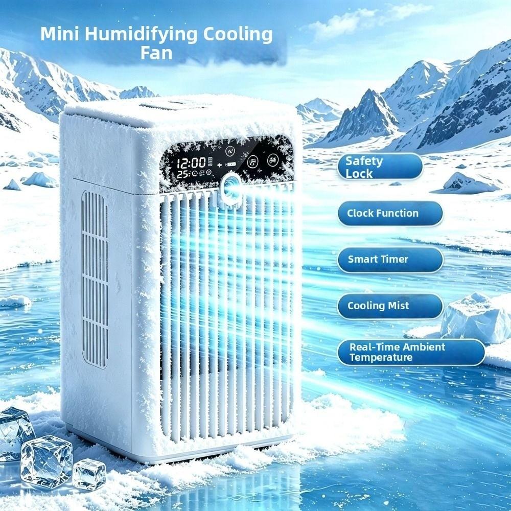 Safety Lock Desktop Humidifying Fan Intelligent Timing Mini Air Cooler  Outdoor Tent