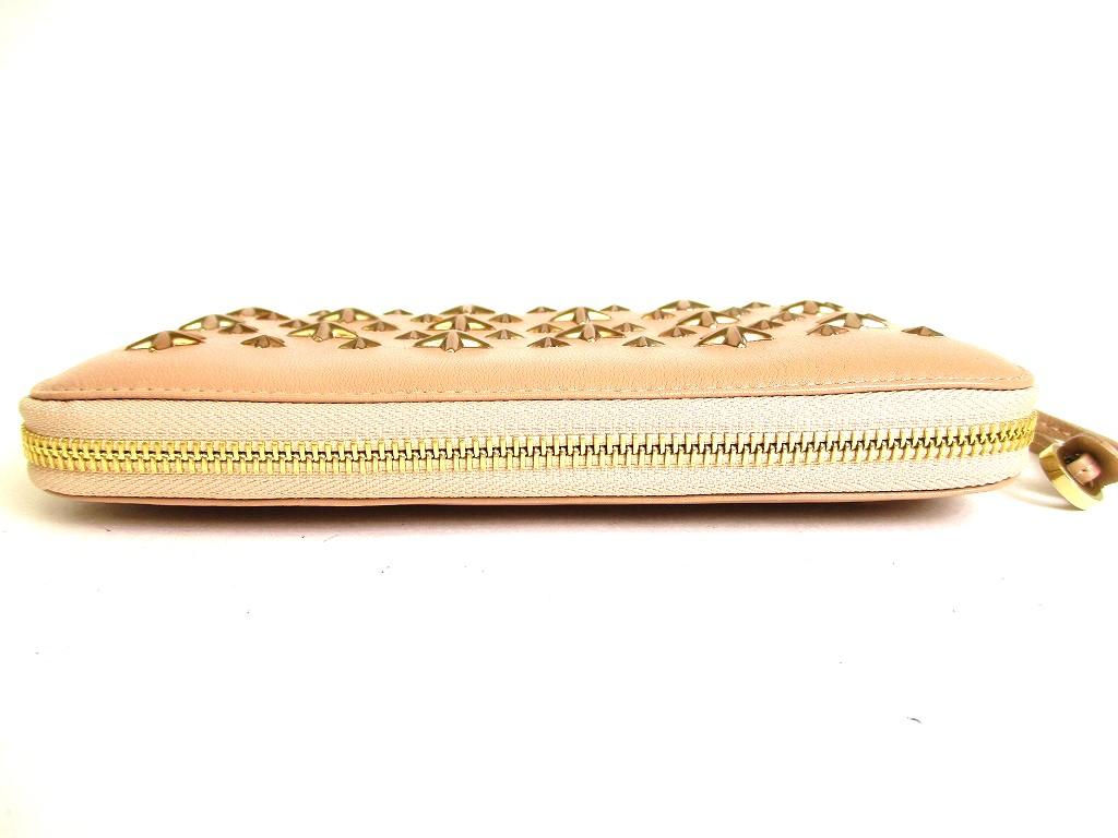 Authentic Jimmy Choo Metal Stars Bullet Pink Leather Round Zip Wallet FILIPA #9283  Refurbished