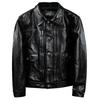 Genuine Horsehide Leather Jacket for Men Short Slim Fit Waxed Tea Core Vintage Biker Jacket Stand Collar