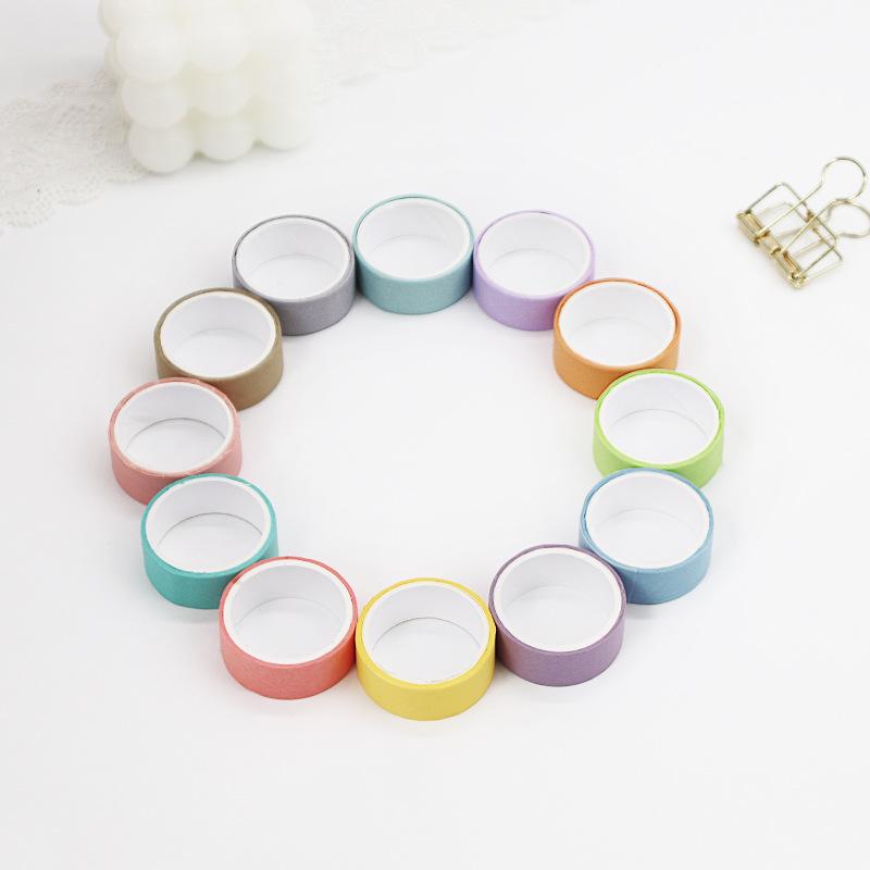 Macaron Candy Color Washi Tape Set – 12 Solid Colors for DIY Journals