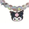 Bracelet Gift for Best Friends Iridescent Beaded Clear Faux Crystal Cute Cartoon Couple Bracelets Animal Charm Girls Transparent Bead