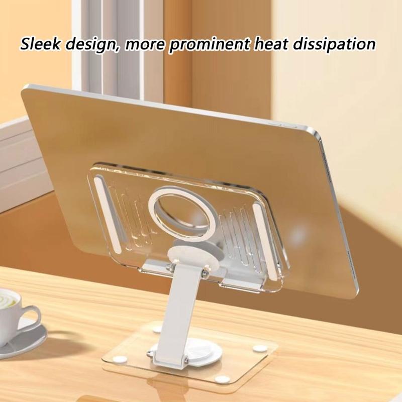 Universal Acrylic Transparents Tablets Stand With 360 Degree Rotation And Foldable Design For 12.9Inch Devices