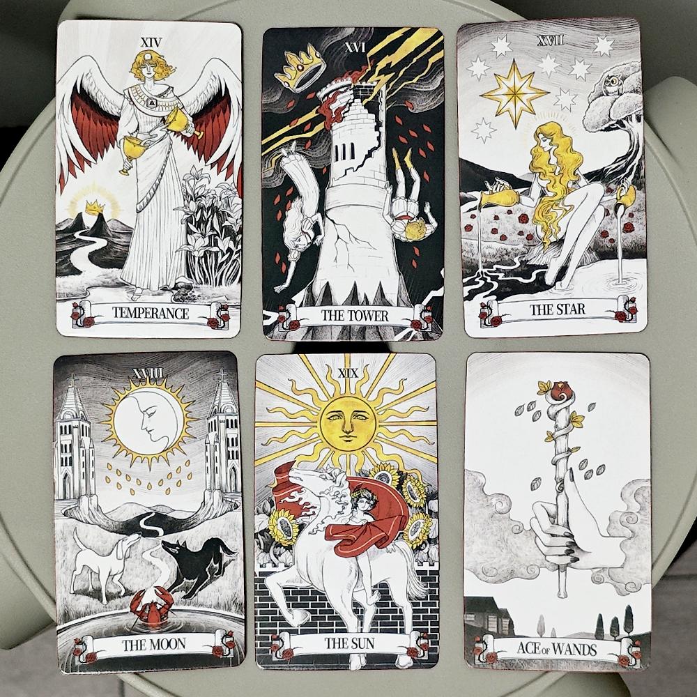 10.3*6cm Secret Mirror Tarot Deck 78 Pcs Rider Tarot Cards with Red Gilded Edges Guidebook