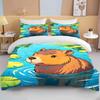 Funny Capybara Printed Bedding Set 1 Quilt Cover 2 Pillowcases Surprise Bedding For Boys And Girls Multiple Sizes Fast Shipping