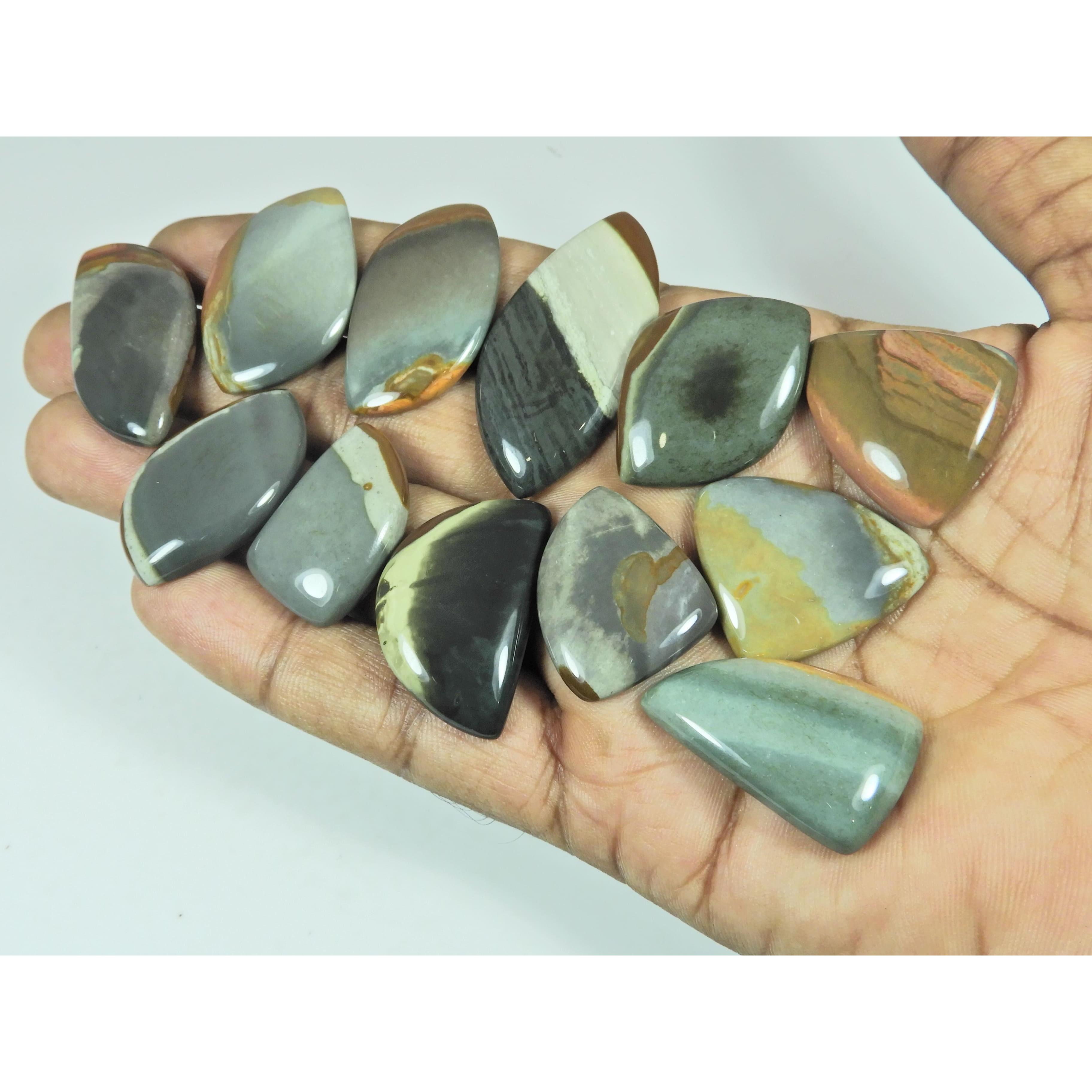 320Cts.Natural Imperial Jasper Fancy Shape Cabochon Loose Gemstone 12Pcs Lot C-2934