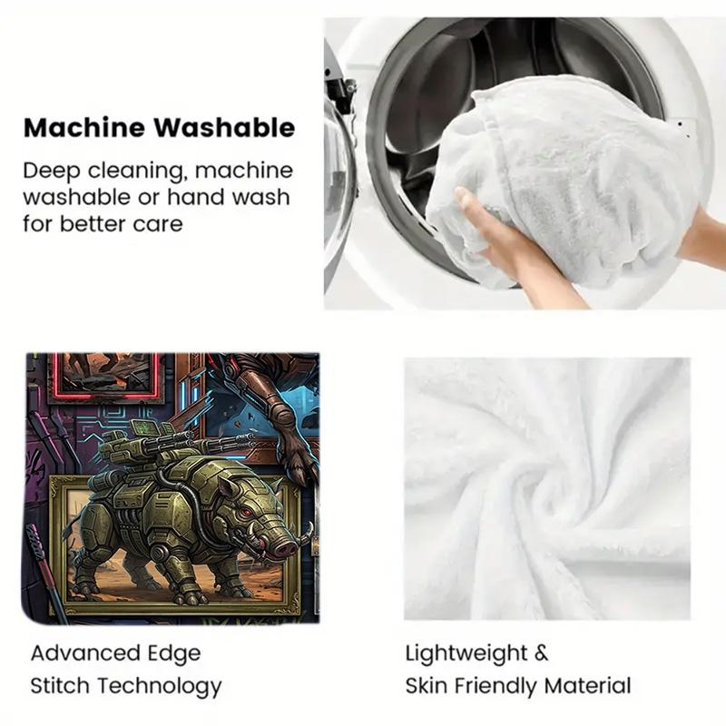 Cybernetic Boar Gallery 2D Flat Pattern Flannel Blanket, High Quality All Seasons, Home Decor, Warmth and Comfort, Perfect for Christmas Gifts.