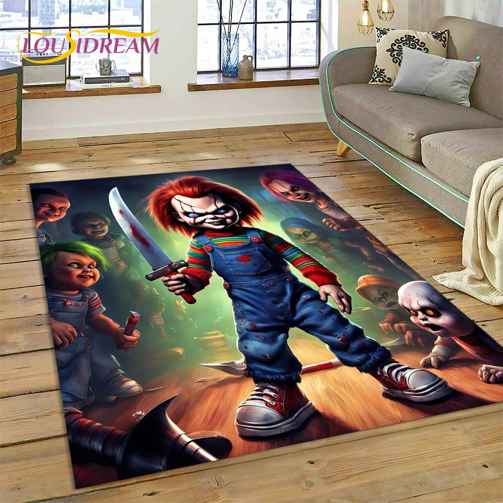Postava z hororového filmu Chucky Pennywise Halloween Koberec do ložnice obývacího pokoje Dekorace na pohovku Doma Velká dekorativní podlahová rohož