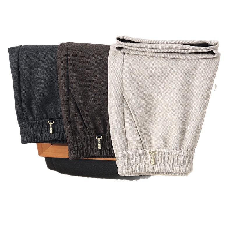 Middle-aged and Elderly Women's Wool Straight-Leg Pants - Autumn/Winter Casual Loose Fit