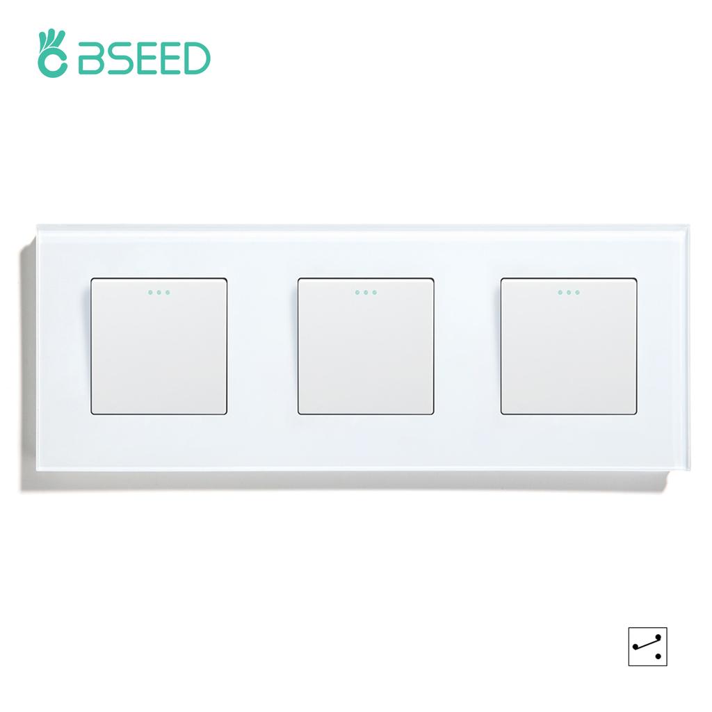 BSEED 1/2/3-fach Wandschalter 2-Wege Treppenlichtschalter Plus Typ-C USB-Steckdose EU-Standard Glaspanel
