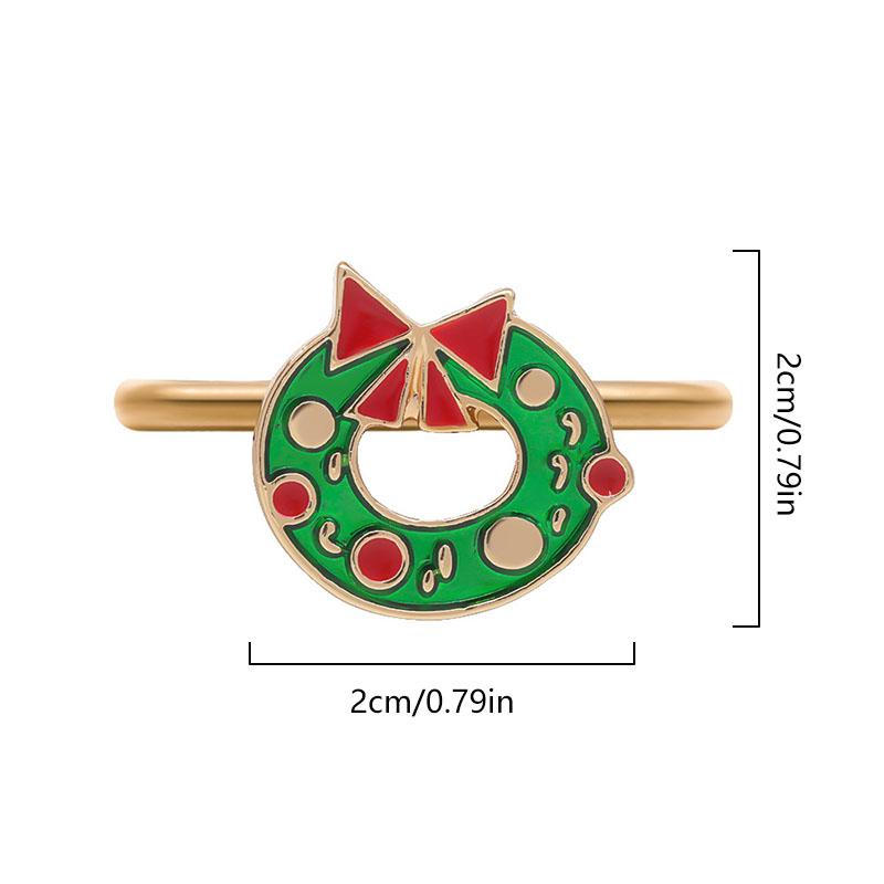 1PC Napkin Holder Christmas Tree Metal Wreath Napkin Ring Hollow Out Napkin Buckles Santa Claus Alloy Birthday Elk