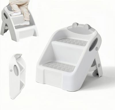Step with Stable Suitable for Ages Easy No Assembly Meets Safety Recommended by Childcare Professionals Children's Stool, 2-Step, Foldable, Handle,