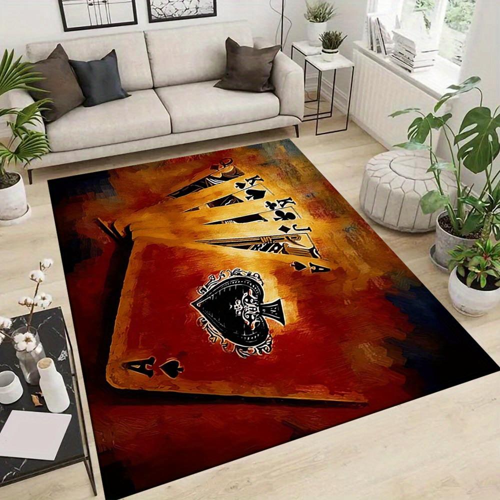 Poker Pattern Print Doormat, Non-Slip Entryway Rug, Durable Washable Floor Mat for Living Room and Patio
